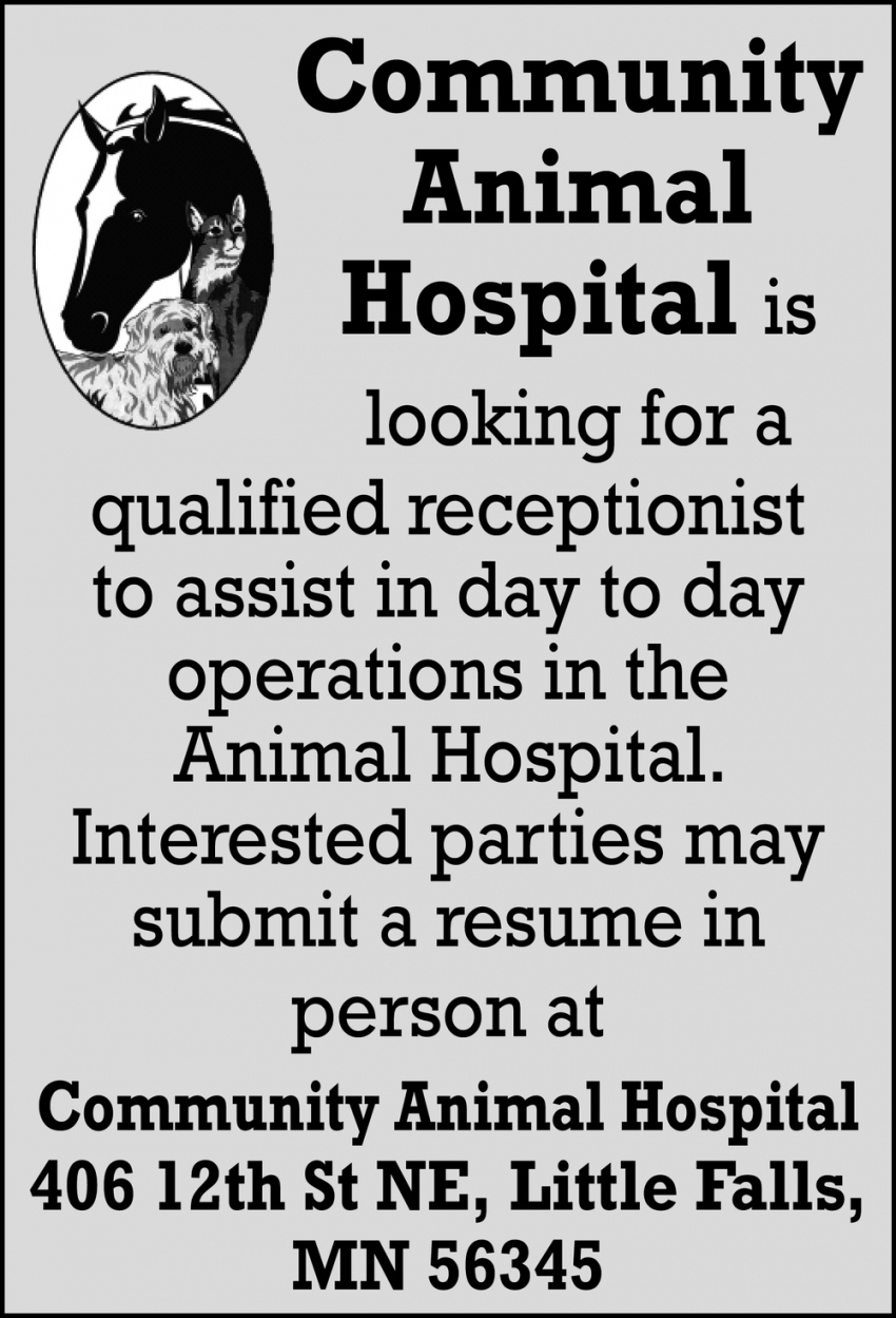 Receptionist, Community Animal Hospital