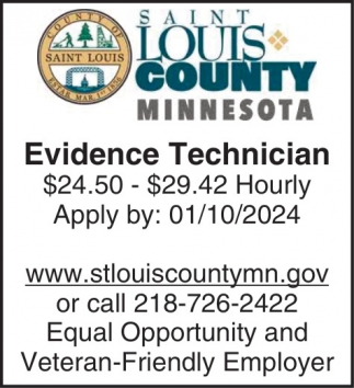 Evidence Technician, St. Louis County Minnesota, Duluth, Mn